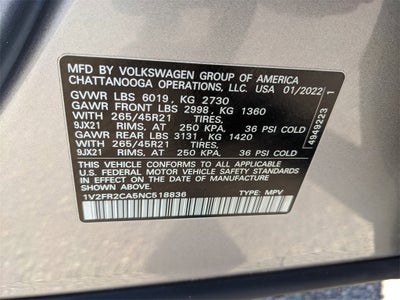2022 Volkswagen Atlas 3.6L V6 SEL Premium R-Line