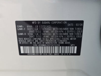 2026 Subaru Ascent Onyx Edition Touring