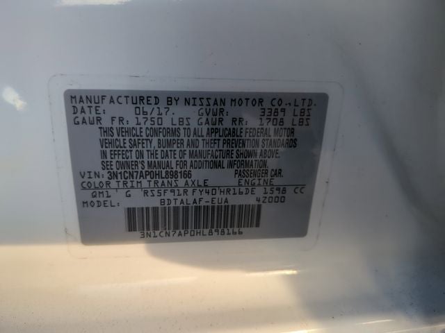 2017 Nissan Versa Sedan 1.6 S